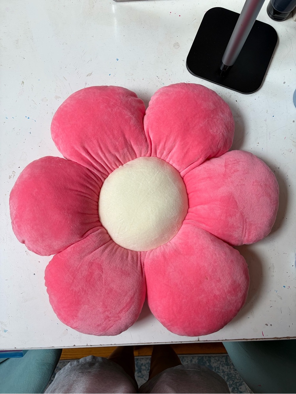 Plush Pink Flower Accent Pillow